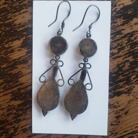 Lapis & Sterling Silver Dangle Hanging Earingd - Picture 5 of 6